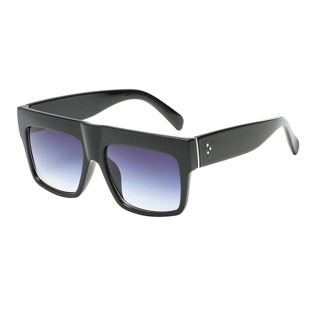 Vintage Lady Square Sunglasses Women Kim Kardashian Rivet Eyewear Flat Top Sun Glasses Female