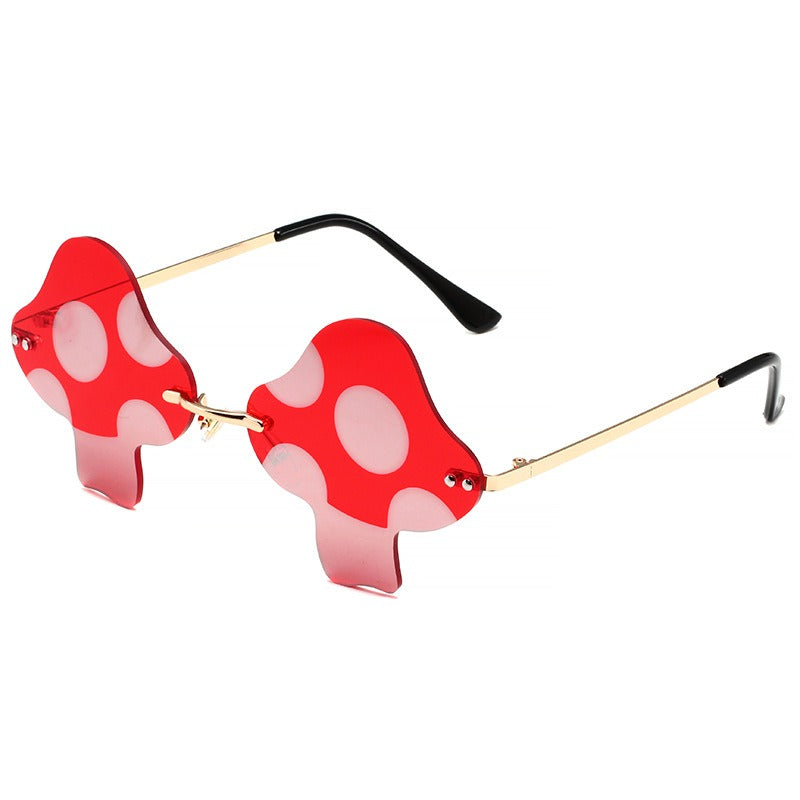 Mushroom Sunglasses Ladies Super Maria Retro Steam Mushroom Rimless Glasses Fashion Prom Party Eyewear Oculos De Sol