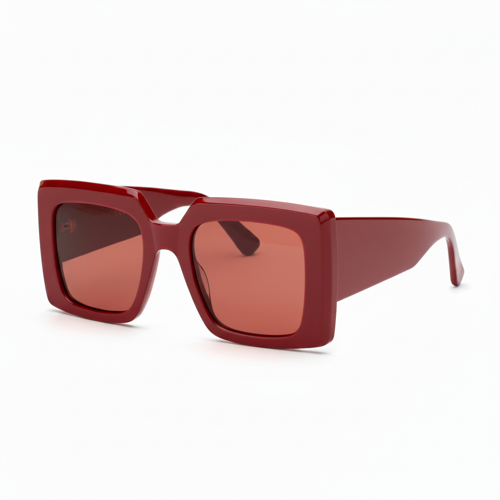 Oversized Geometric Frame in Crimson