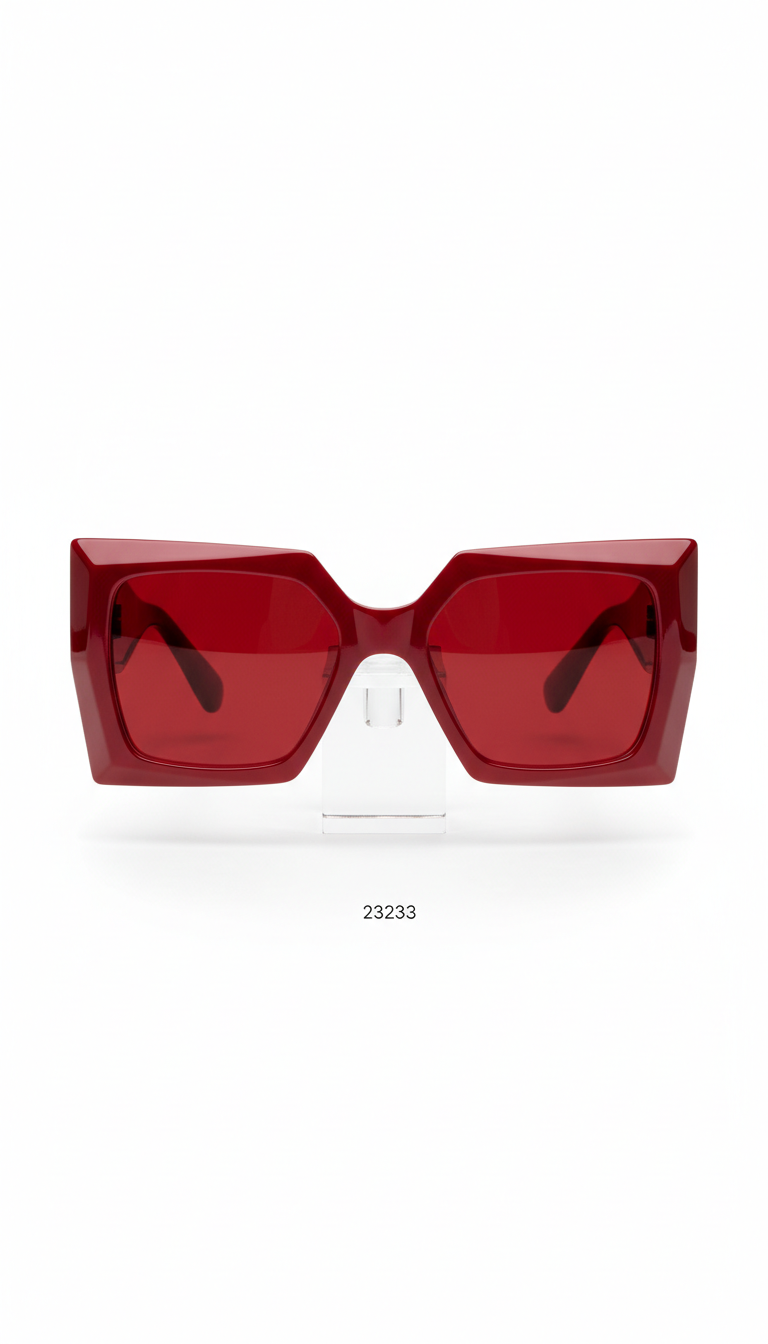 Oversized Geometric Frame in Crimson